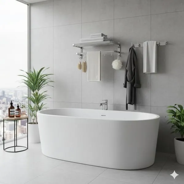 Combo of Towel Rack and Wall Hanger L - Chrome
