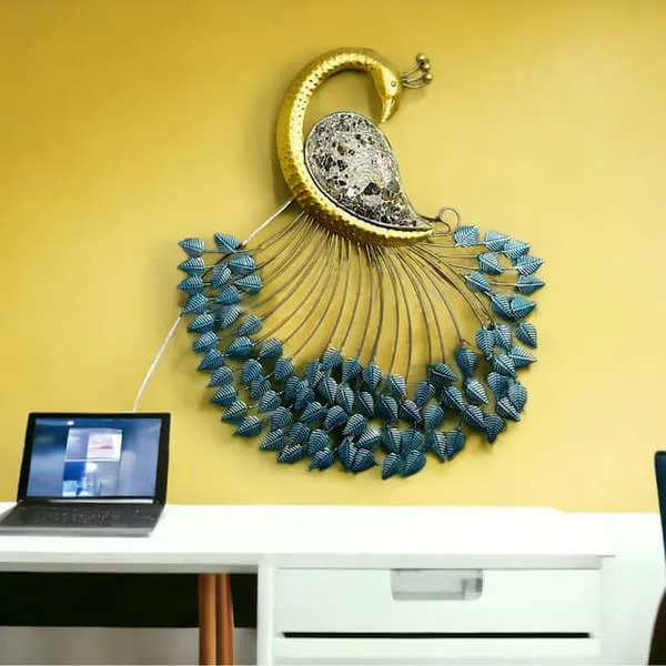 ApkaInterior Hand Crafted Metal LED Peacock Hanging Wall Art