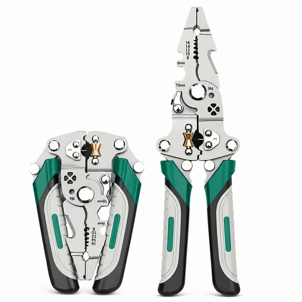 ALQO Heavy Duty Foldable Multi-Function Wire Stripper & Cutter Tool with Crimping – Electrical Plier