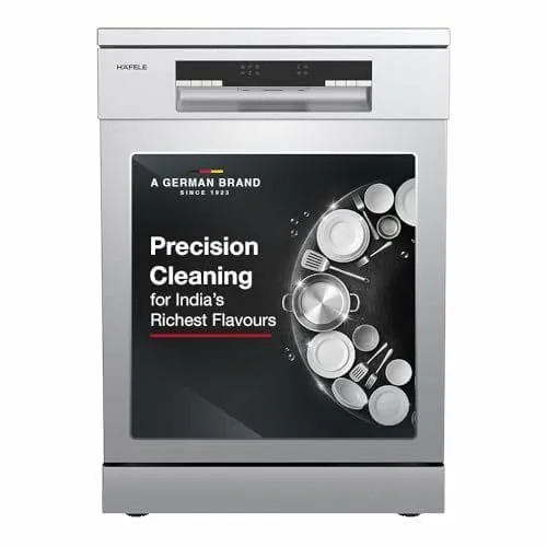 Hafele Aqua Chrome Dishwasher |13 Place Settings |Upto 70 Utensils |Designed for Indian Kitchens |Free-Standing |Hygienic & High-Performance Cleaning |Premium Stainless Steel Finish