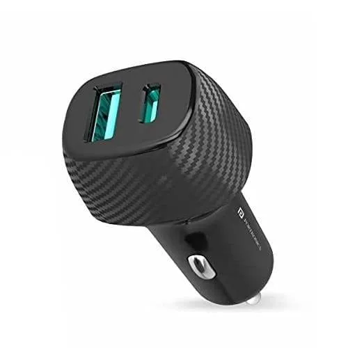 Portronics Car Power 6 36W Fast Car with Dual Output Ports(PD Type-C+ Mach USB-A) for iPhones, Android Smartphones, Tablets & More(Black)