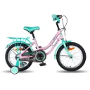 Vaux Pearl Lady Cycle for Kids 16 inch with Sidewheels & Carrier, Bicycle for Girls with Steel Frame, Alloy Rims & Tubular Tyre, Cycle for Girls Age 4 to 6 Years & Height 3ft 3inch +(Green-Pink)