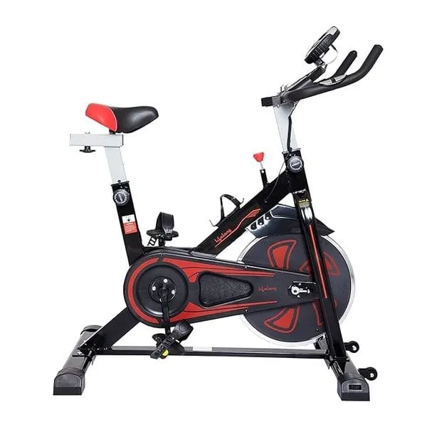 Lifelong Fit Pro Spin Fitness Bike with 8Kg Flywheel, Adjustable Resistance, LCD Monitor and Heart Rate Sensor for Fitness at Home, Black