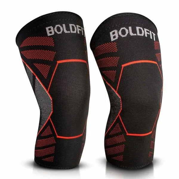 Boldfit Orthopedic Knee Caps Knee Support for Pain Relief, Gym, Running, Arthritis & Workouts, Anti-Slip Knee Sleeves for Squats, Sports, Badminton, Red- Medium