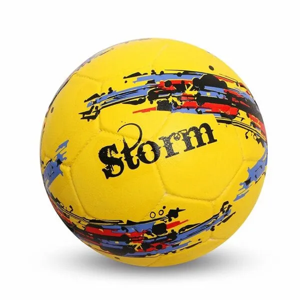 Nivia Storm Football, As Per Basic Standard, 32 Panels, Durable Rubber Cover Molded, Butyl Threadwounded Bladder, to Play On Hard Ground (Size - 5, Yellow)