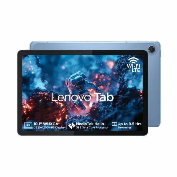 Lenovo Tab| 10.1 Inch Display| Wi-Fi Only| 4 GB RAM + 64 GB ROM (Expandable up to 1 TB)| Metal Body| Dual Speakers with Dolby Atmos| Android 14| Color: Polar Blue (Lte+Wifi (Blue))