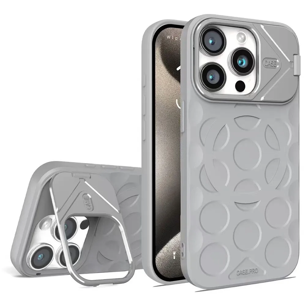iPhone 12 Pro Max Case TPU + PC Phone Cover with Foldable Lens Kickstand Compatible with MagSafe