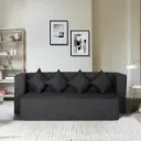 ApkaInterior Jute Fabric with 4 Cushions 4 Seater Single Foam Fold Out Sofa Cum Bed (Dark Grey)(78x36x14 inch)
