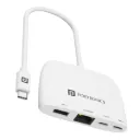 Portronics Mport 41 4-in-1 USB-C Hub, Gigabit Ethernet 1000Mbps, 2x Type-C Data, USB 3.0, RJ45 LAN, For Laptop, Mac & PC – White