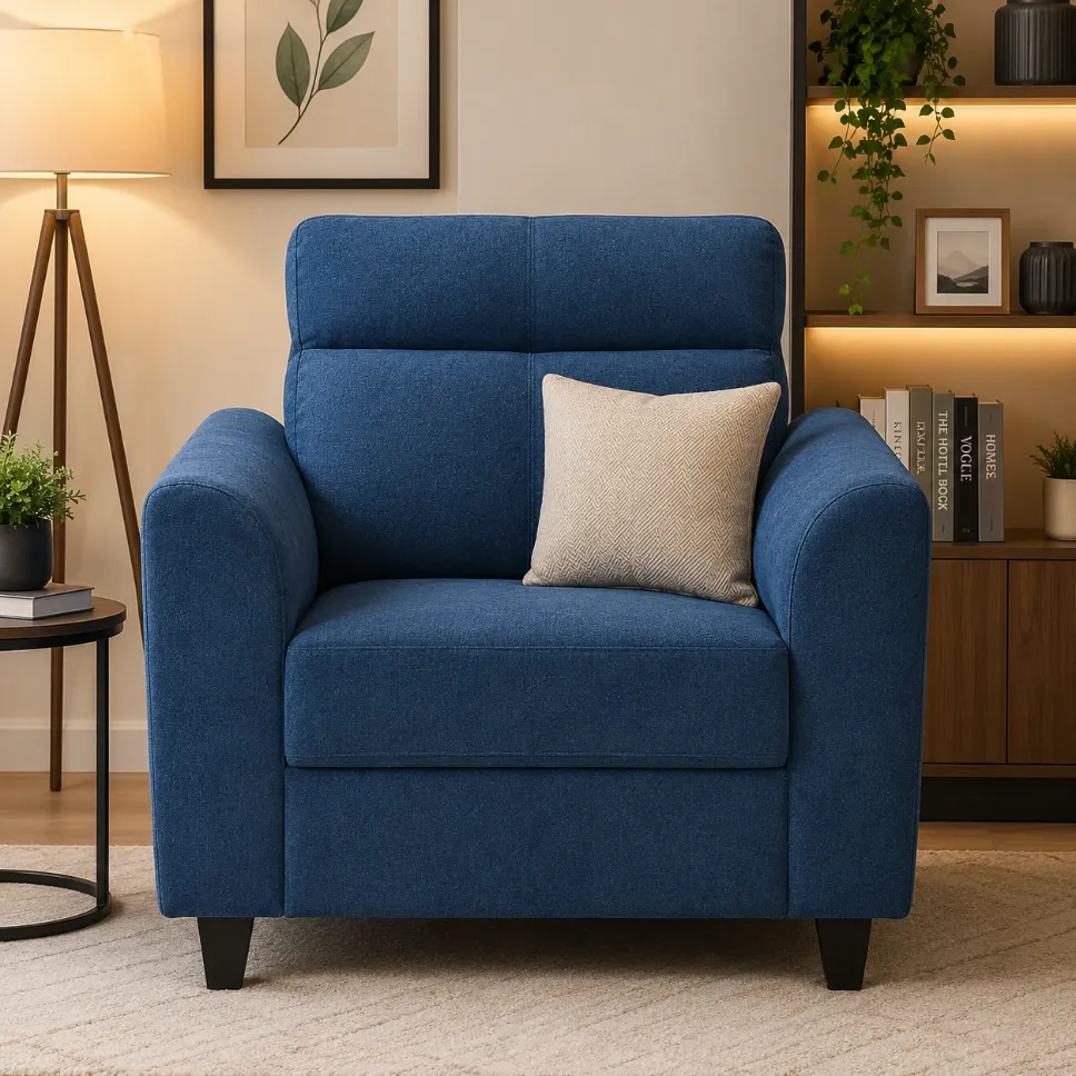 Duroflex Zivo Plus Twilight Blue fabric 1 Seater Sofa set (35 x 33 x 37 Inches)