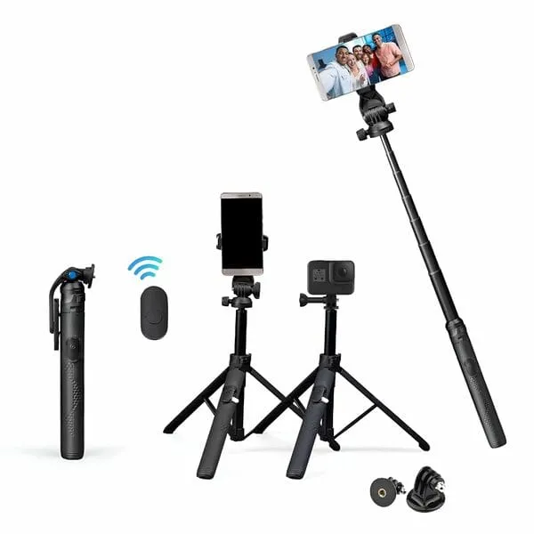 DIGITEK® (DTR-525 SS) 160 CM Long Tripod Selfie Stick with Wireless Remote, Aluminum Rod with 3 Legs Base, 360° Head, GoPro Adapter, 7 Section Adjustment