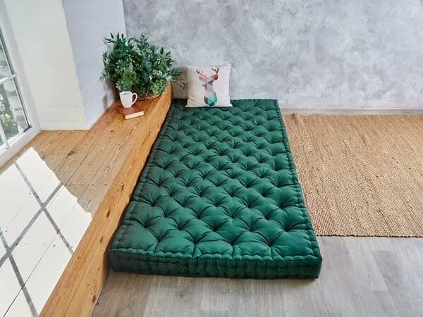 ApkaInterior Size Cotton 72 x 30 x 4 Mattress (Dark Green)