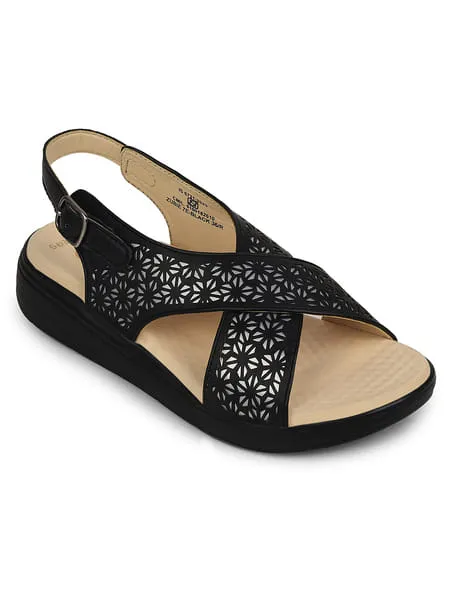 Liberty Healers ZUBIE-7E Cherry Casual Sandal Flat for Women (Black, Select)