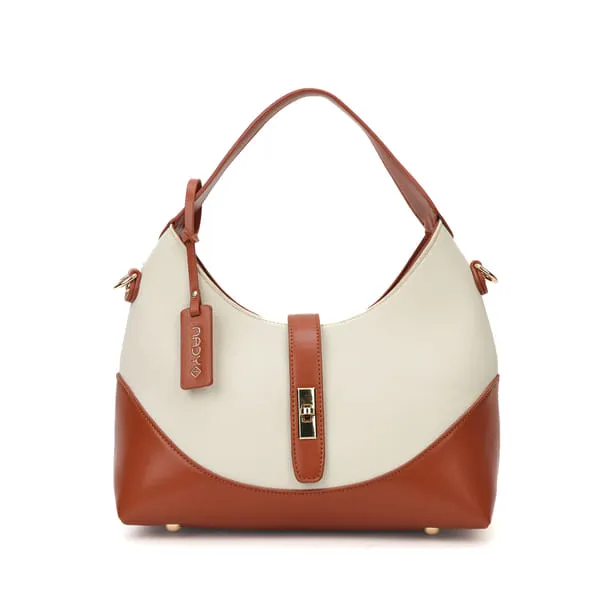 MADY FASHION Women Beige, White Handbag