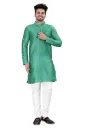 Divine Creation Green Cotton Jacquard Stitched Kurta