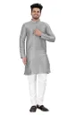 Divine Creation Grey Cotton Jacquard Stitched Kurta with Pyjama